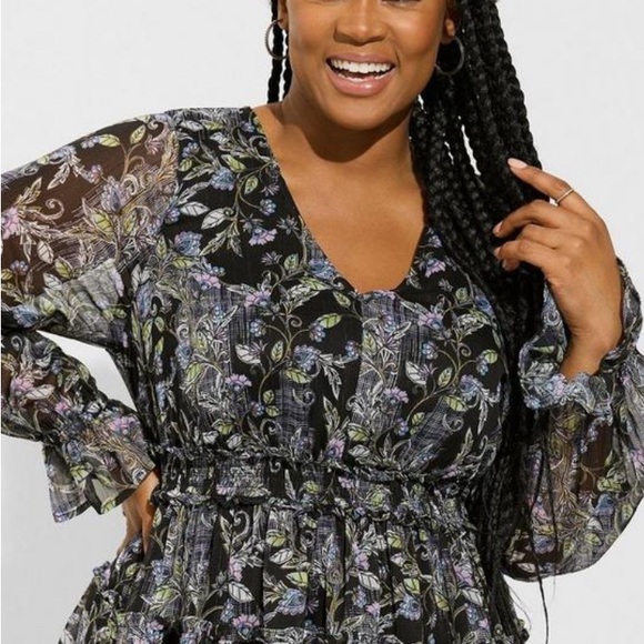 NWT Mini Lurex Chiffon Tiered boho Dress - sold out colour- 1X - Picture 2 of 11